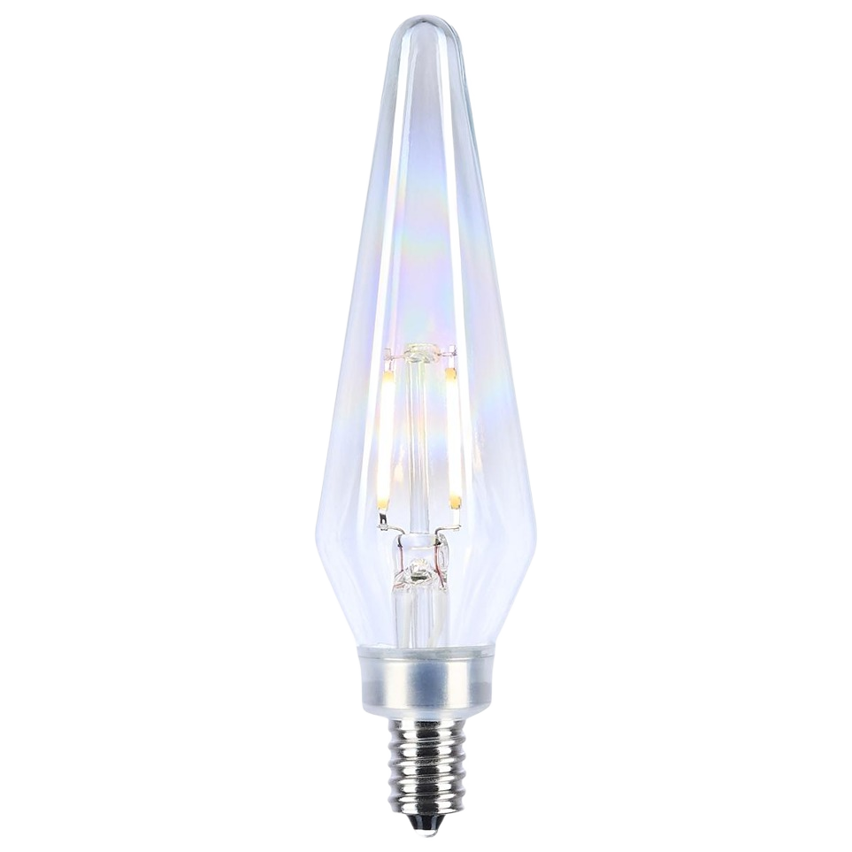 Clear prismatic LED bulb with candelabra base and metal screw for energy-efficient home lighting solutions