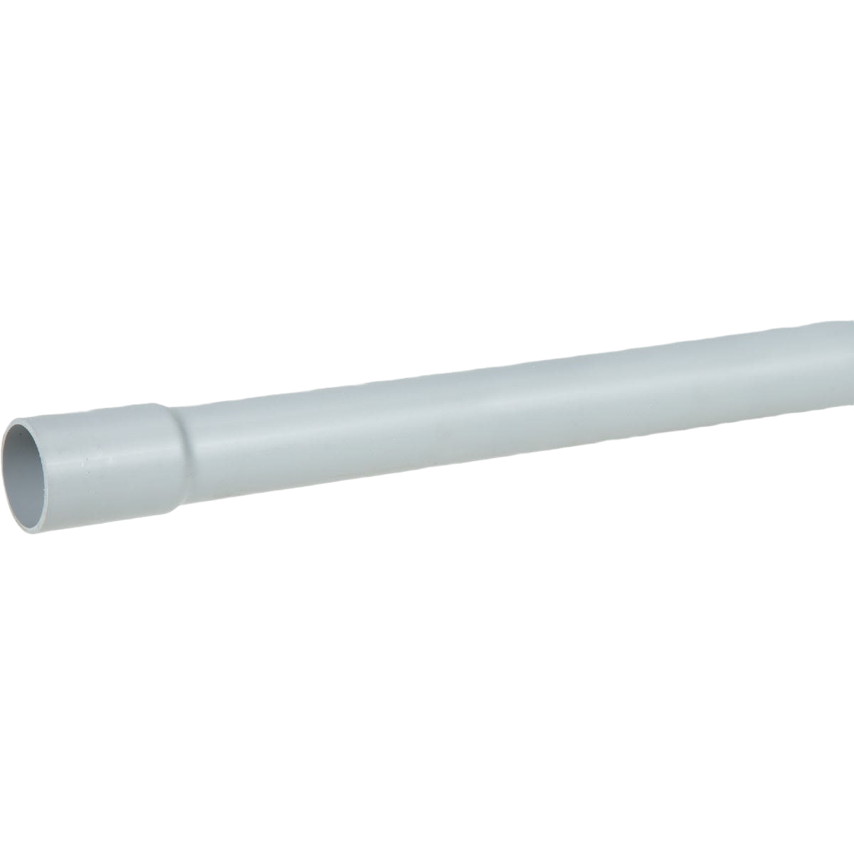 Gray PVC conduit pipe with socket end, designed for electrical conduit and home improvement projects under $50 collection