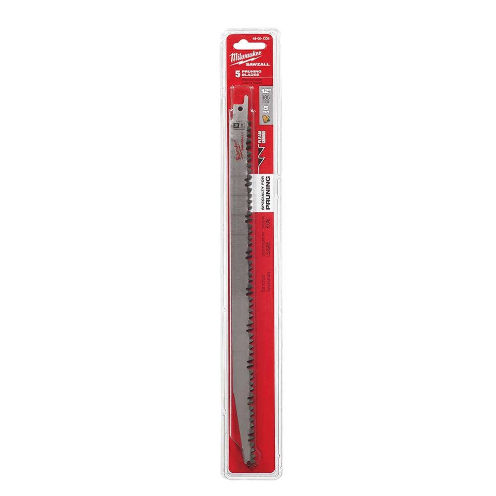 Pack of five 12-inch pruning blades with 5 TPI designed for use in tools and home improvement tasks