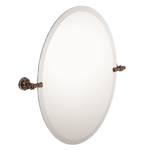 Oval wall mirror with oil rubbed bronze mounting hardware for classic home improvement and bathroom decor.