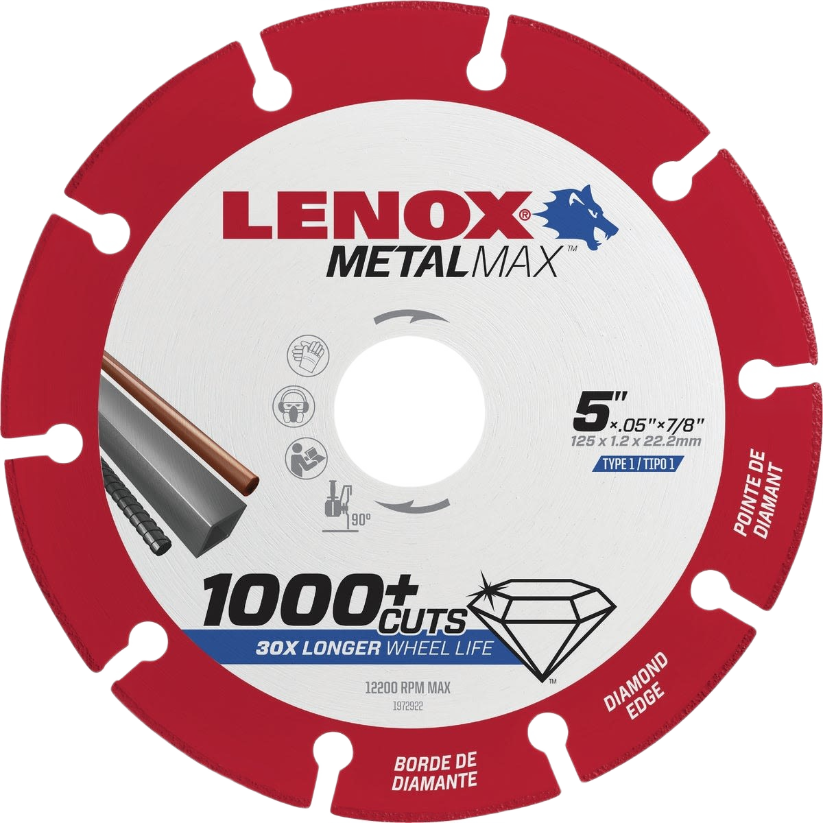 5-inch circular diamond blade with red segmented rim for metal cutting in tools and home improvement projects