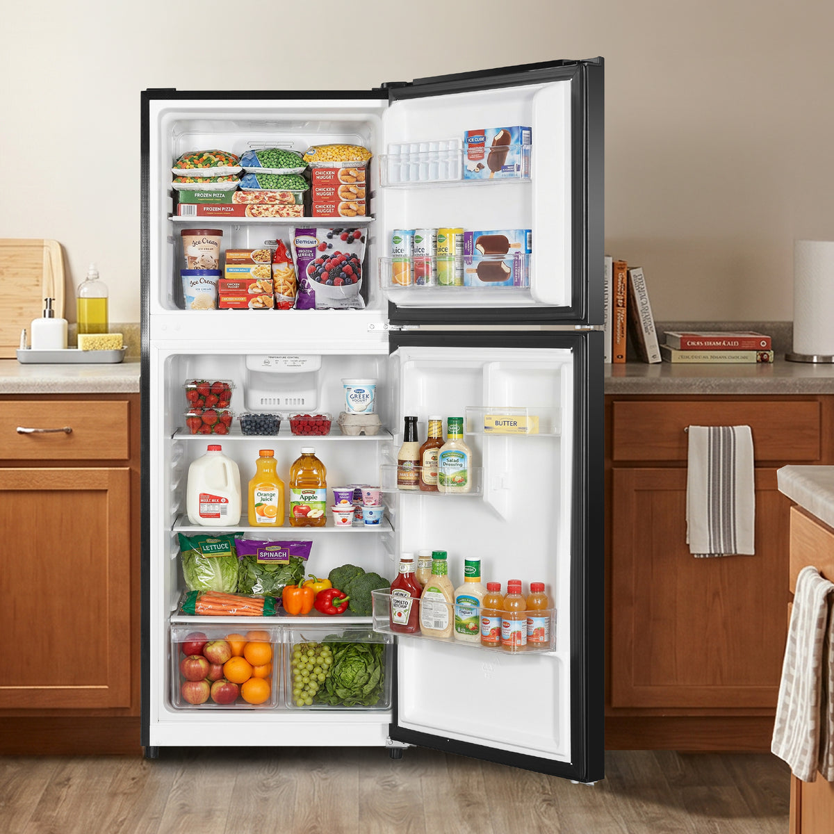 Element Electronics 10.1 cu. ft. Top Freezer Refrigerator - Black, ENERGY STAR (ENR10TFGBB)