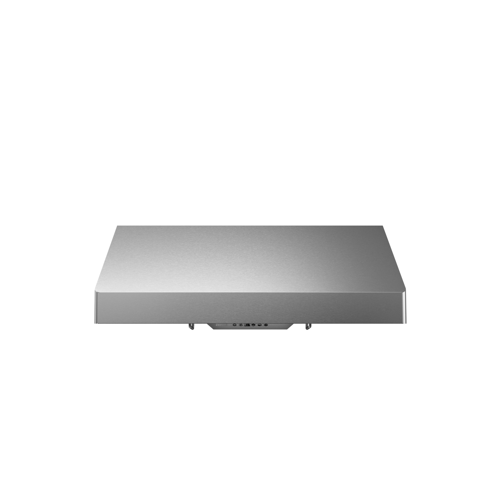 sleek stainless steel under cabinet range hood with LED lighting and digital controls in kitchen appliances collection