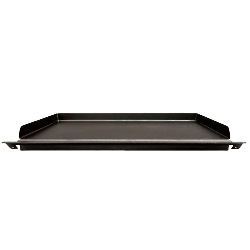 Large carbon steel flat griddle with raised edges and handles for outdoor grilling in cookware and grilling accessories collections