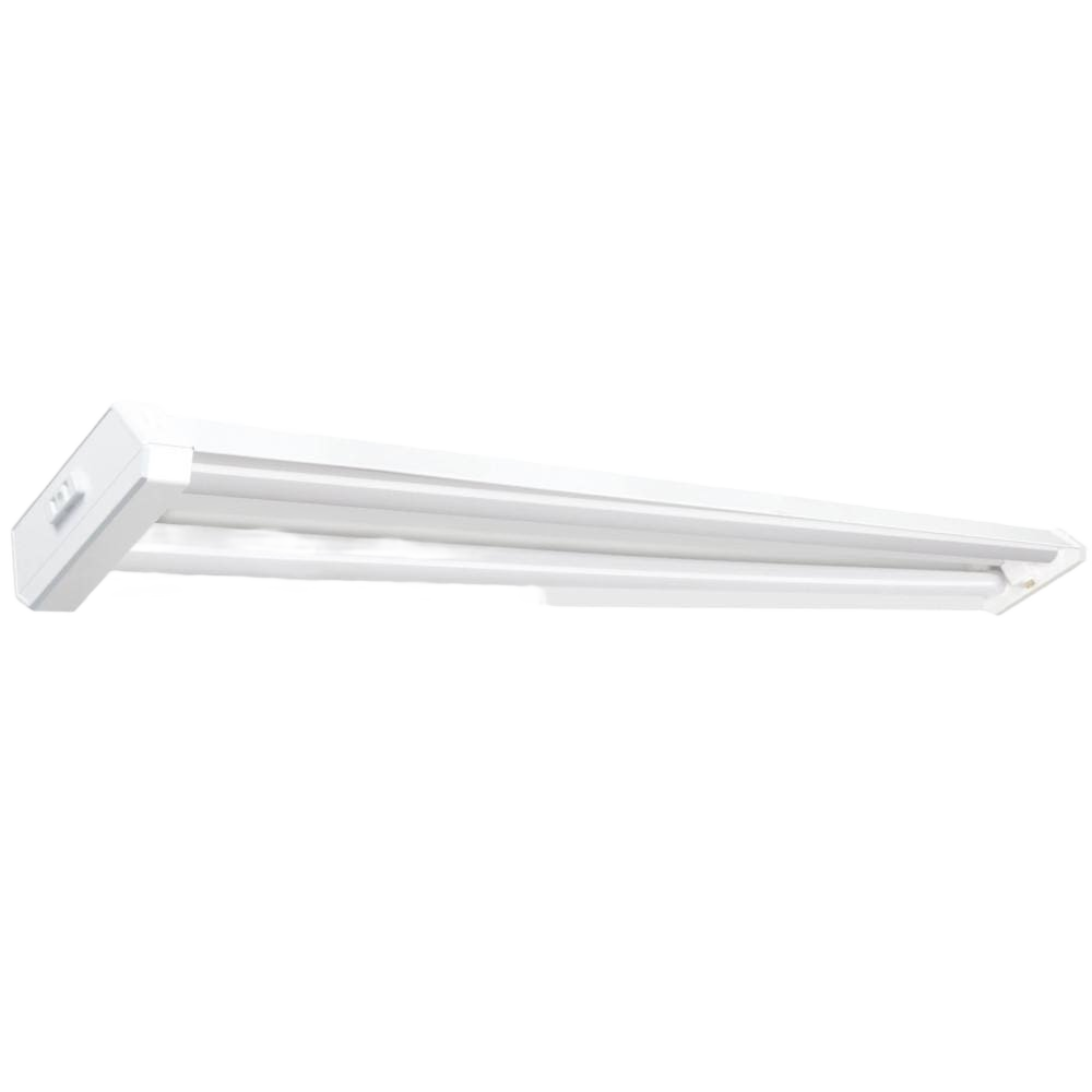 White 4-foot electric shop light fixture with dual tube design for bright lighting in electrical and home improvement projects
