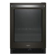 24-inch wide undercounter beverage cooler with glass door and dual temperature zones in kitchen appliances collection