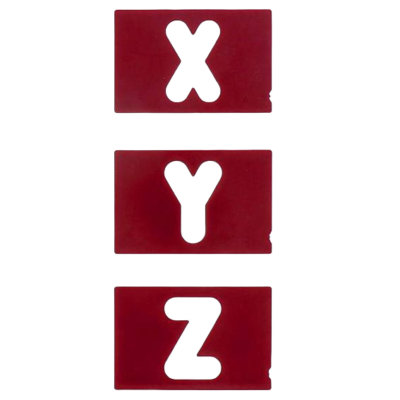 Set of three red plastic vertical letter stencils for woodworking tools in home improvement and tool accessories collections