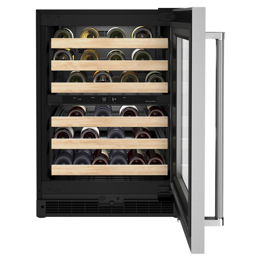 24" Undercounter Wine Cellar with Glass Door and Wood-Front Racks