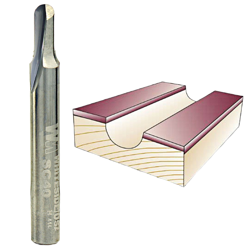 Silver core box router bit with rounded cutting edge for detailed woodworking grooves in tool accessories collection
