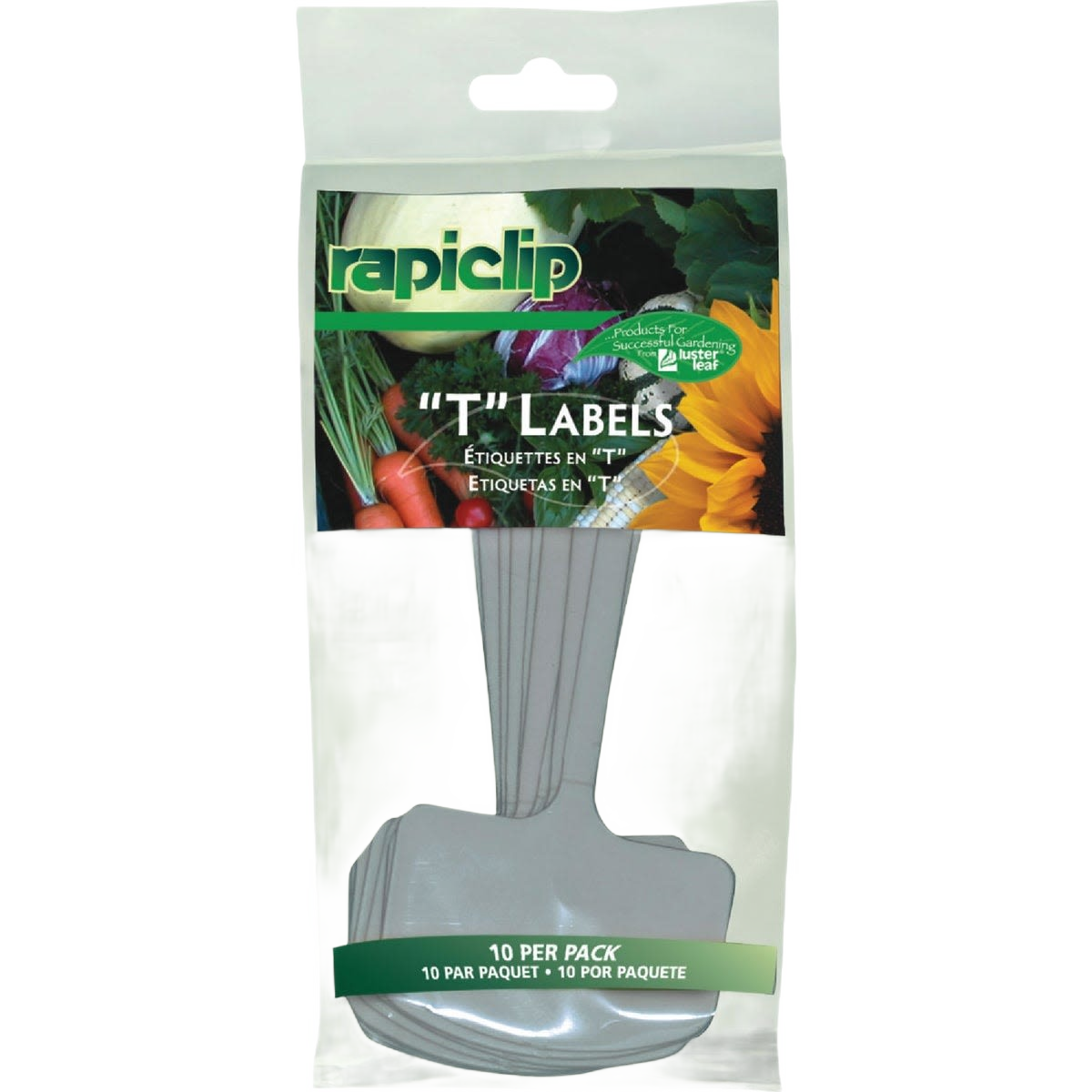 Pack of ten clear plastic T-shaped garden markers for plant labeling in outdoor living and lawn & garden collections