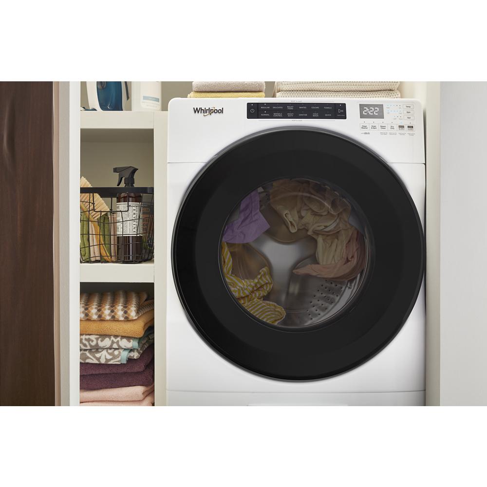 White ventless all-in-one washer dryer with black door and digital display in washer/dryer combos collection