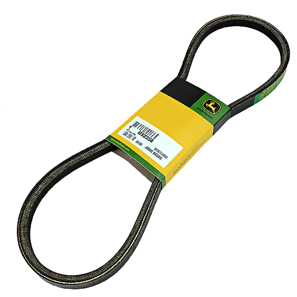 John Deere M82258 drive belt with yellow and green label for automotive and mechanic tools collections under $50