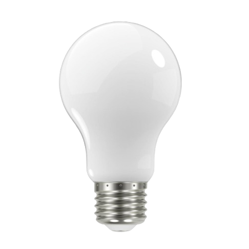 White A19 LED light bulb with medium base for energy-efficient lighting in home and electrical projects under $50.