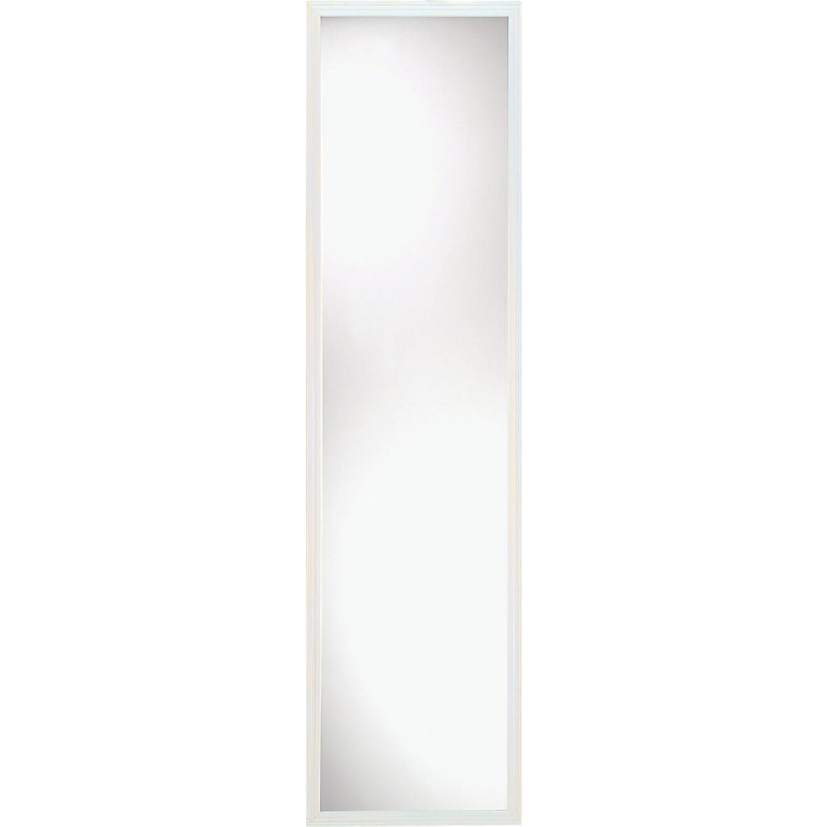 Full-length rectangular door mirror with sleek white plastic frame for bathroom and home decor under $50 collections