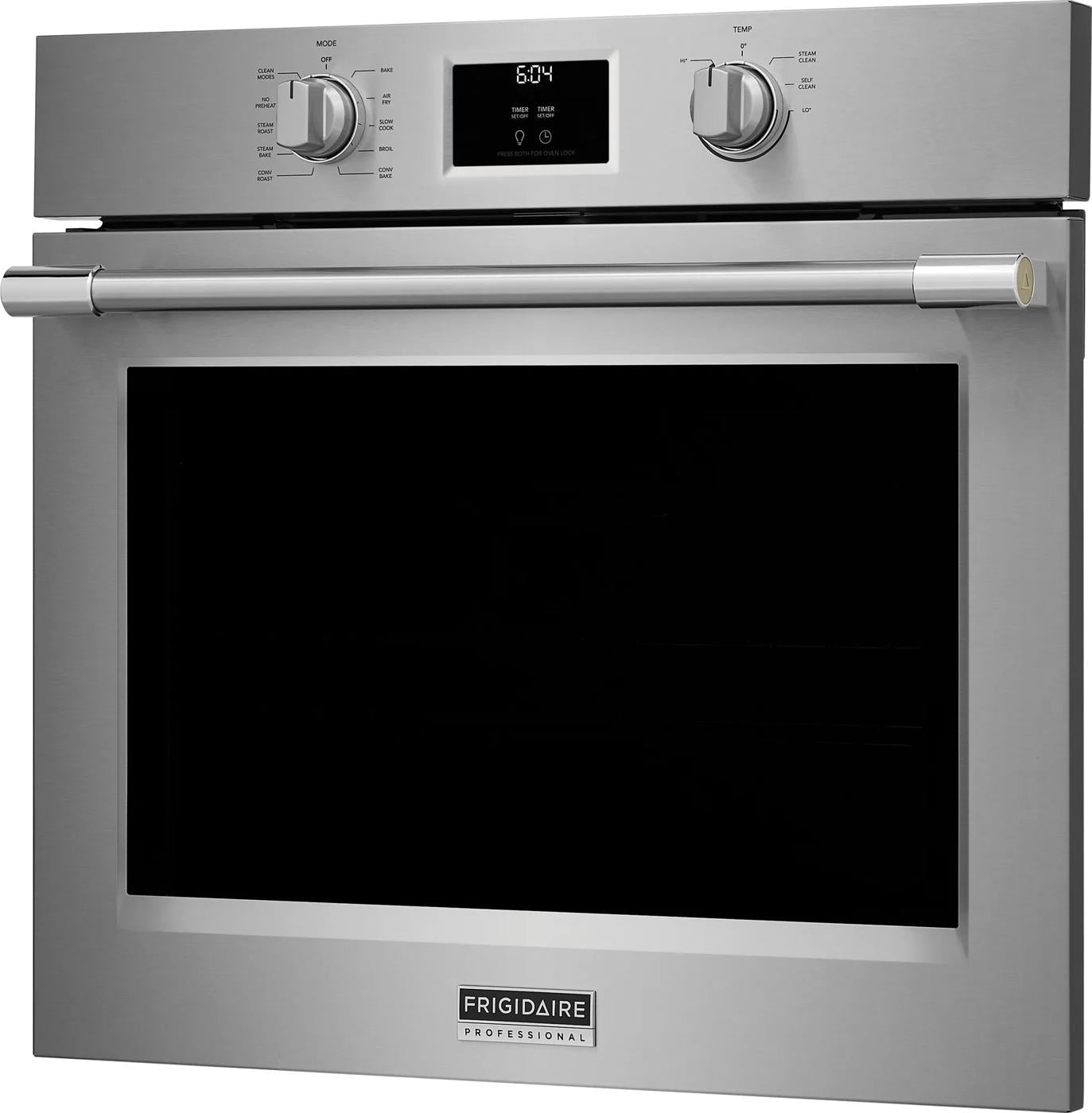 Stainless steel 30-inch single wall oven with dual control knobs and digital display in Appliances collection