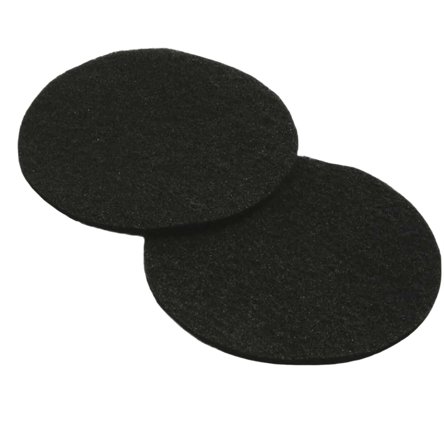 Two round black compost filter replacement pads designed for odor control in home improvement tasks