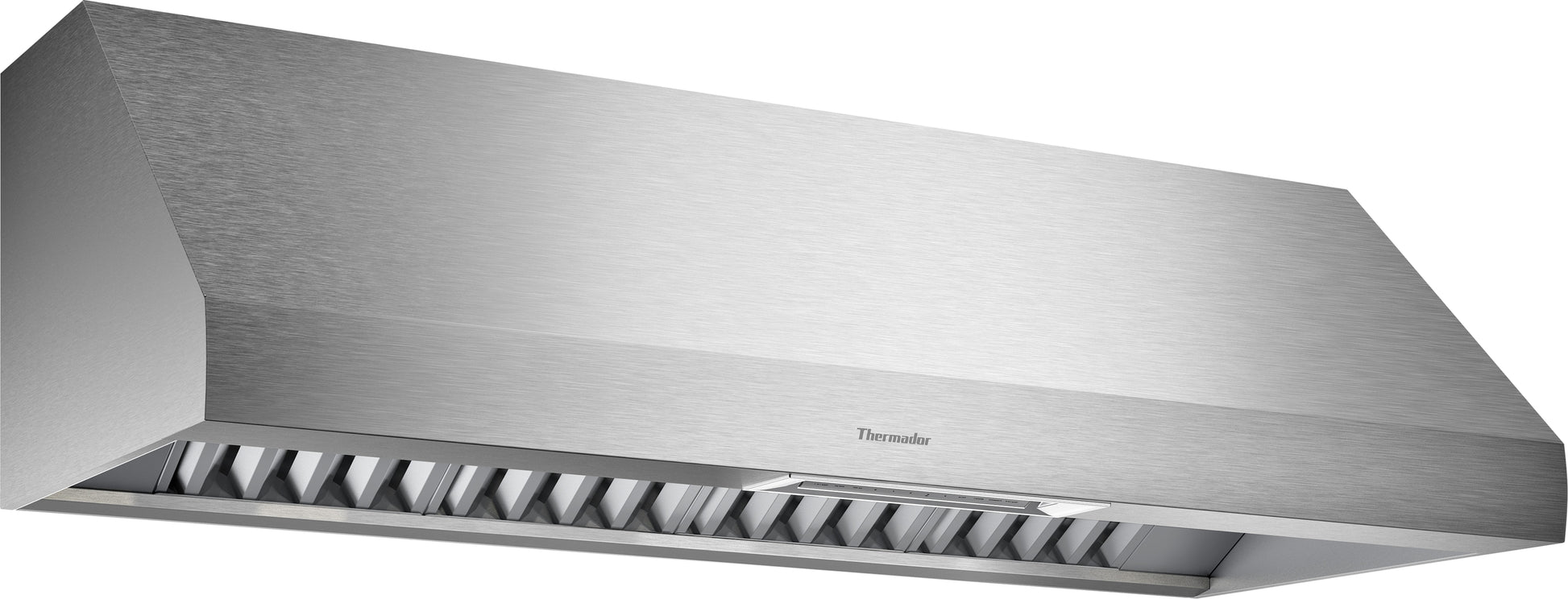 Stainless steel 60-inch professional wall-mounted range hood from Thermador kitchen appliances collection
