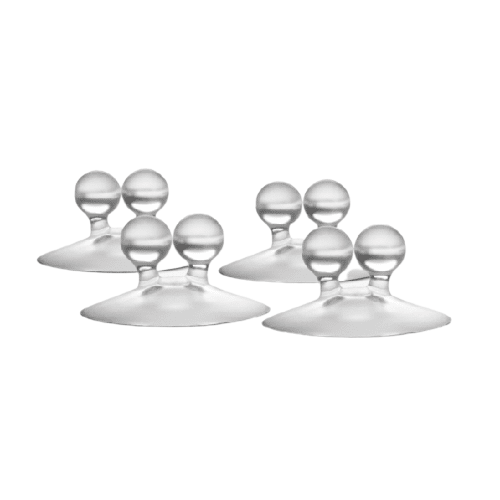 Four clear suction hooks with round handles for versatile organization in Office Supplies and Home Improvement collections