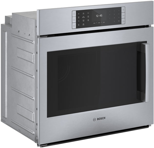 Stainless steel single wall oven with left side-opening door and digital touch control panel from Bosch appliances collection