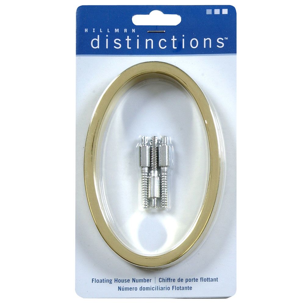 Brass floating house number zero with mounting hardware, ideal for home improvement and exterior signage under $50
