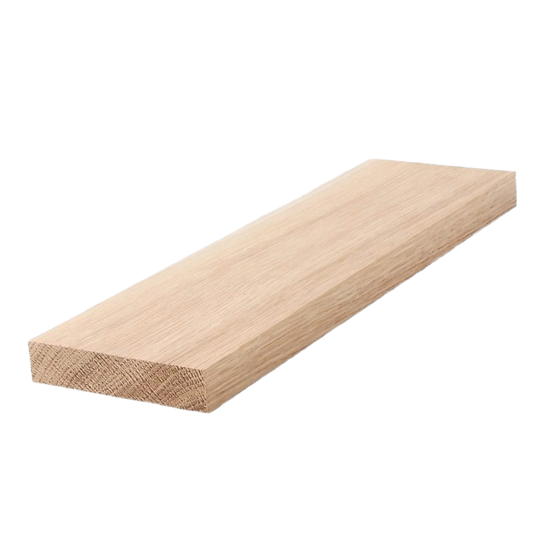 Smooth white oak board with finished edges, suitable for lumber and building materials in home improvement projects