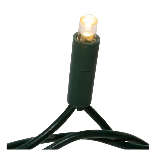 Single warm white twinkle LED light on green wire for Christmas lights and holiday home decoration under $50.