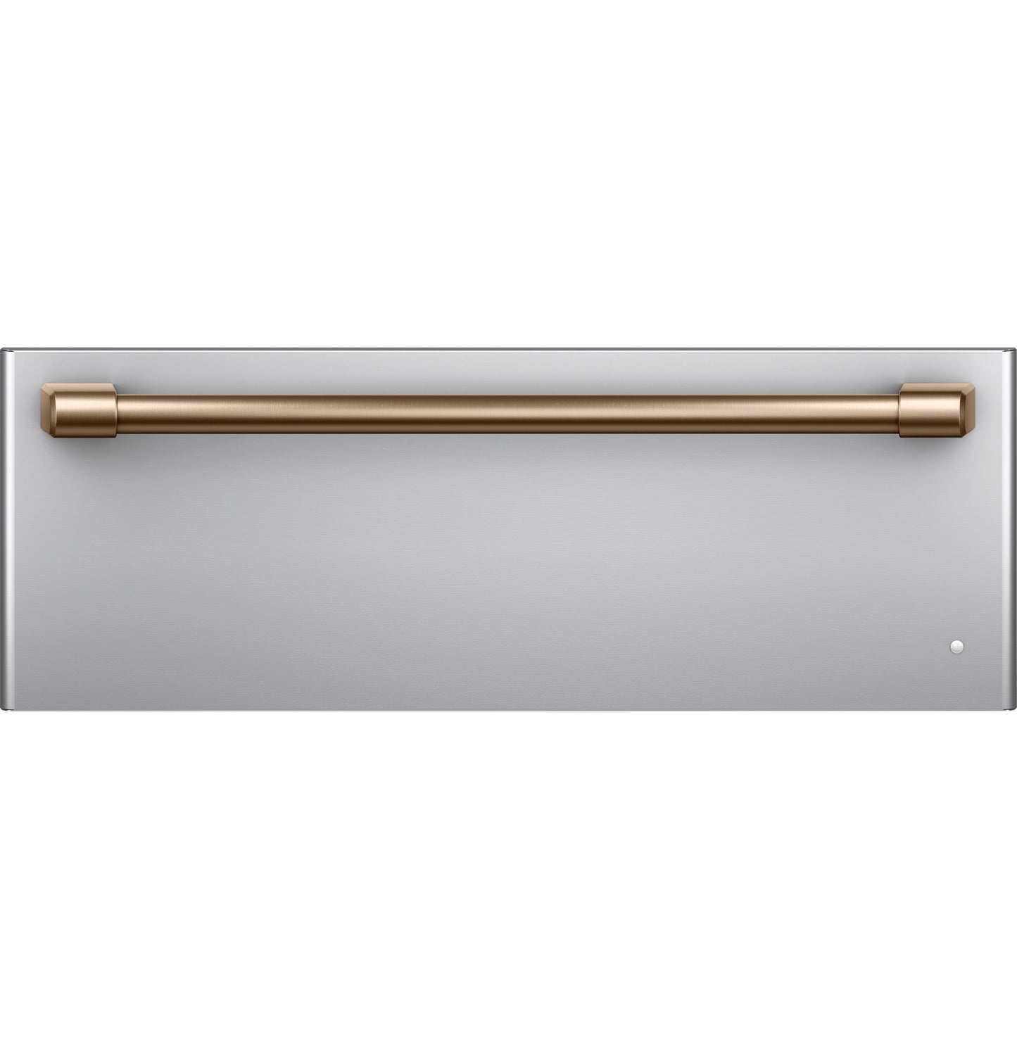 Built-in warming drawer with stainless steel front and bronze handle from kitchen appliances and wall ovens collection