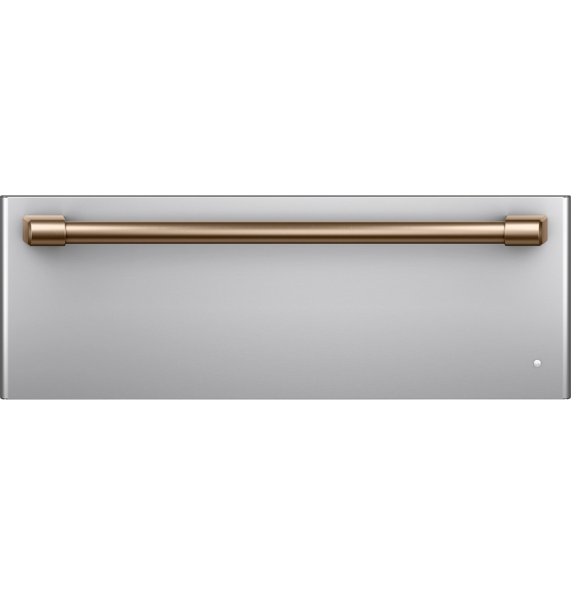 Built-in warming drawer with stainless steel front and bronze handle from kitchen appliances and wall ovens collection