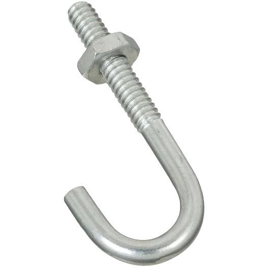 Zinc-plated J bolt with hex nut for fastening in hardware, fasteners, and home improvement projects under $50 collections