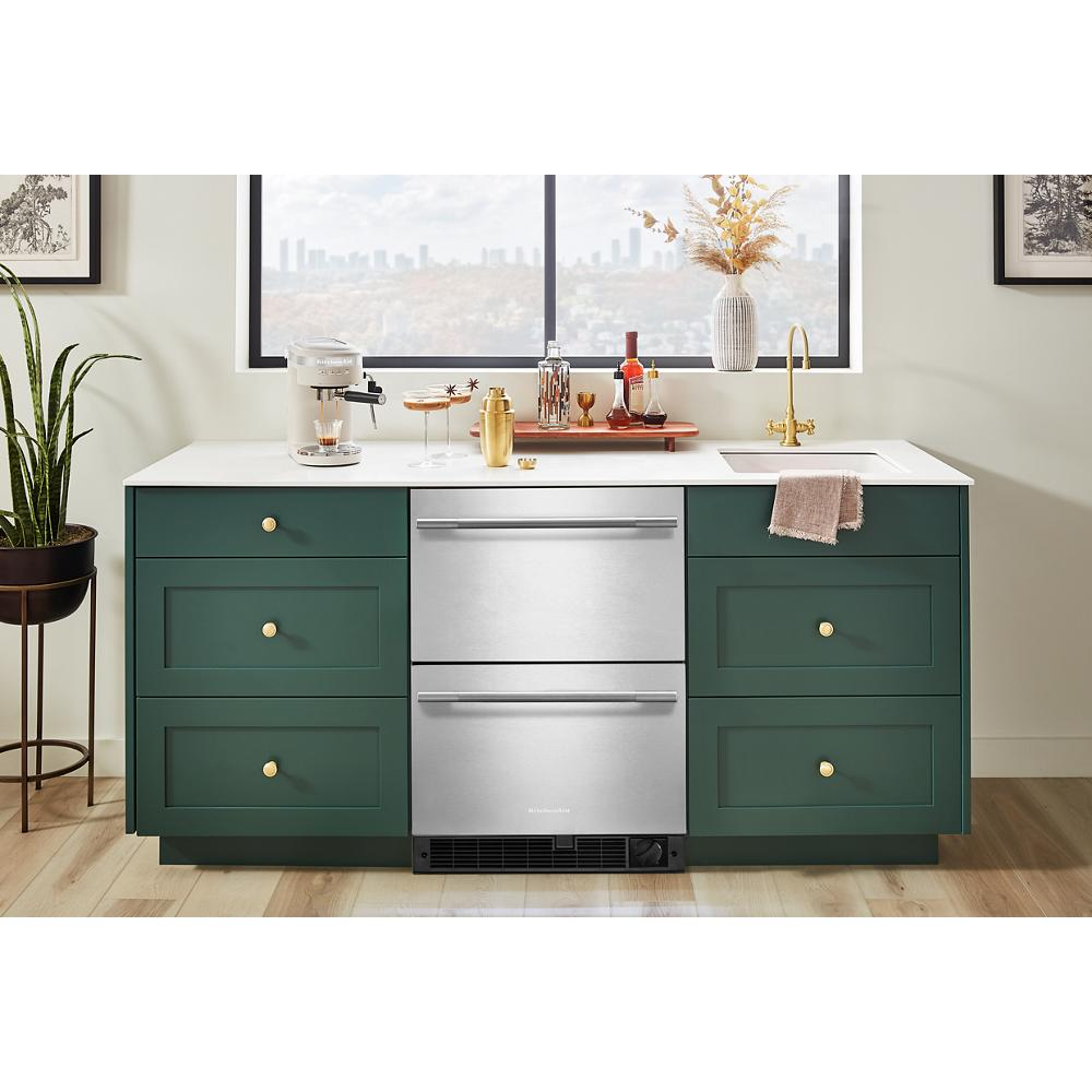 24" Stainless Steel Undercounter Double-Drawer Refrigerator/Freezer