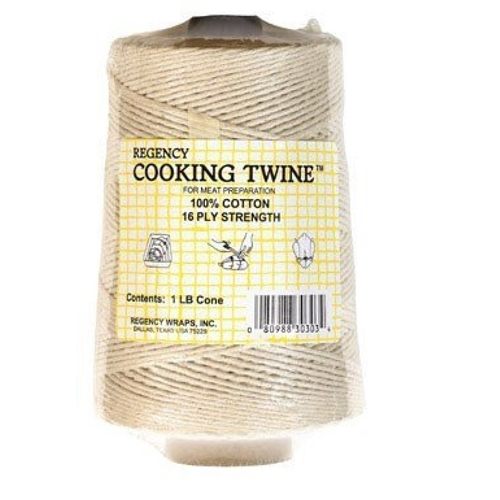 Spool of natural 16-ply cotton cooking twine for kitchen utensils and cooking tasks in home and professional kitchens