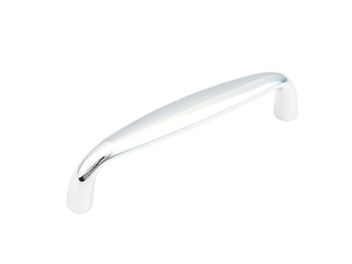 Schaub polished chrome cabinet pull with 4-inch center-to-center design in hardware and furniture accessories collections