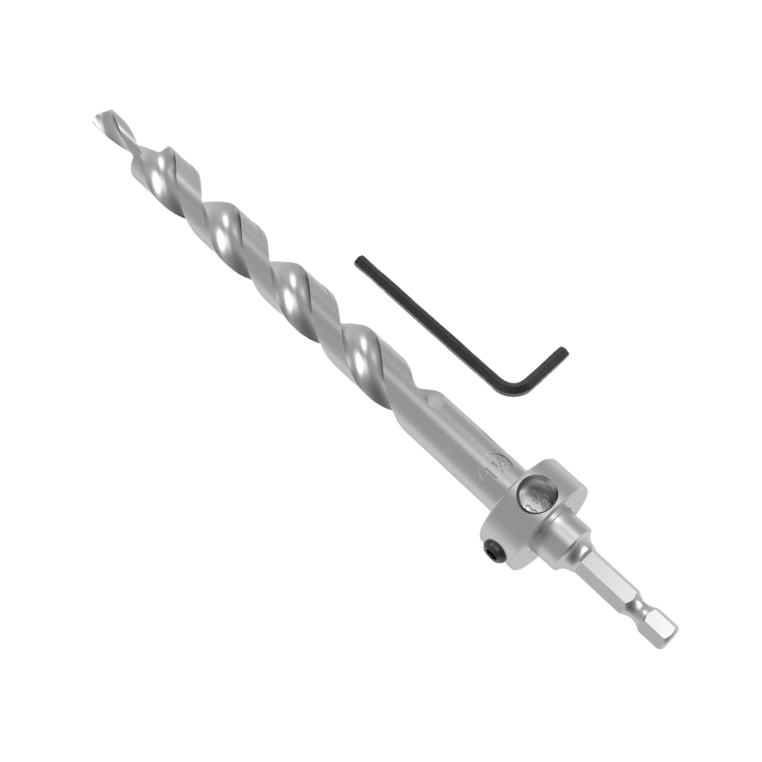 Extra-large drill bit with depth stop and adjustment wrench for woodworking tool accessories in home improvement collections
