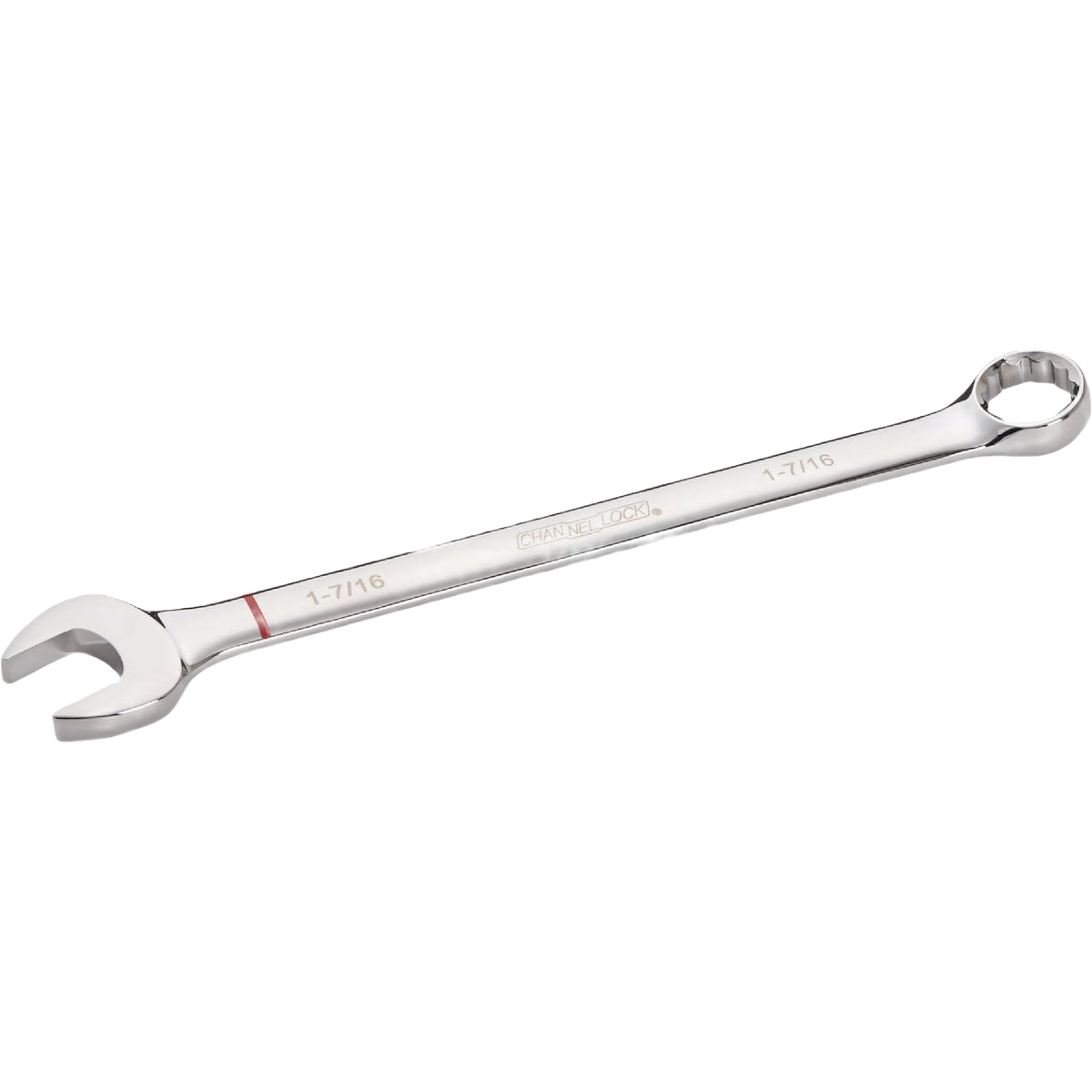 Polished steel combination wrench with 12-point box end for precise gripping in tools and home improvement tasks