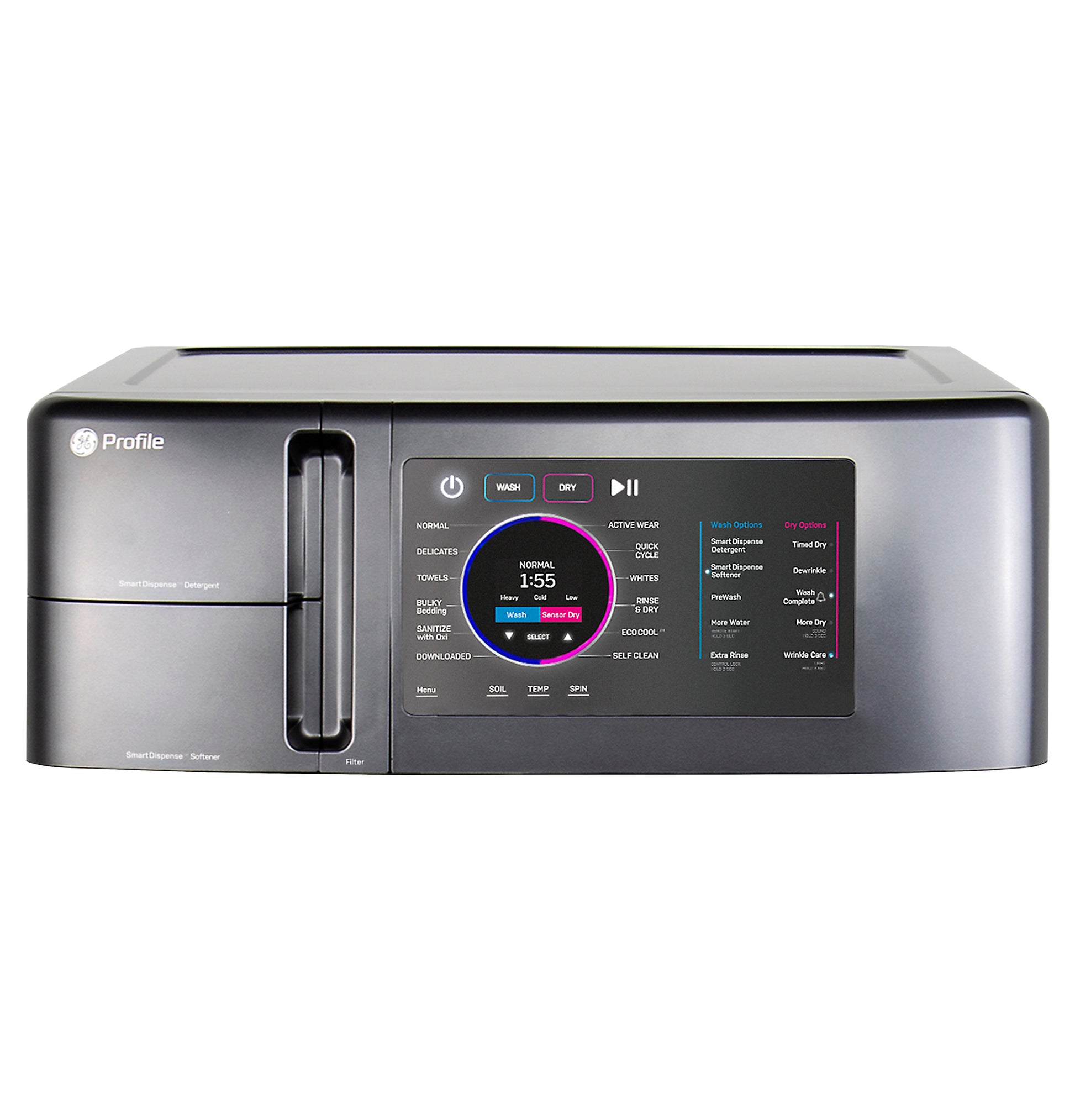 Top view of dark gray compact washer/dryer combo with digital display and touch controls from Washer/Dryer Combos collection