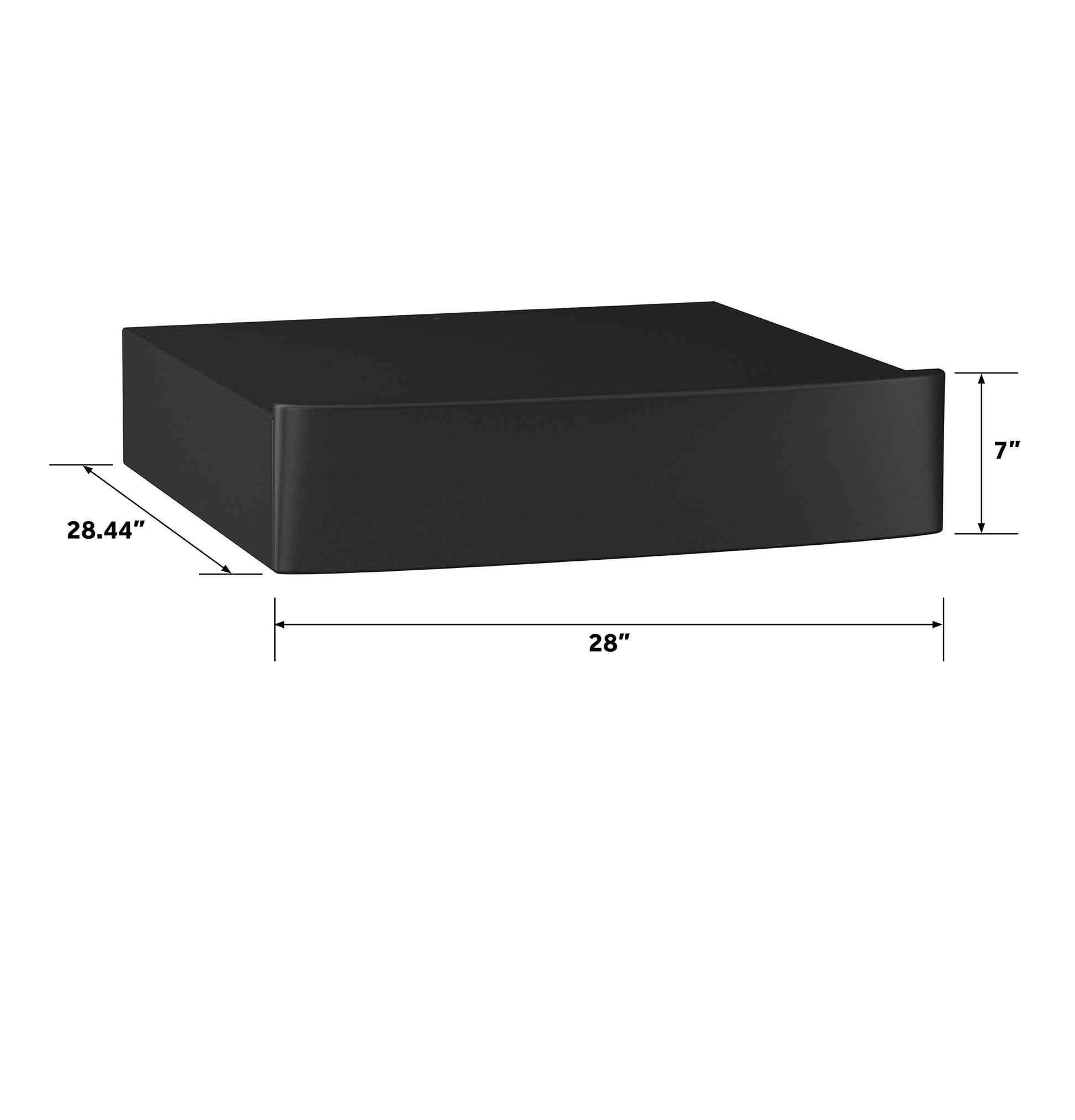 Black 7-inch laundry riser measuring 28 by 28.44 inches for washers and dryers in appliance parts collection