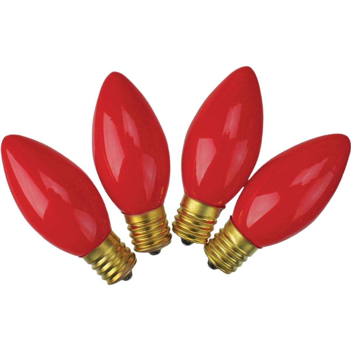 Set of four red C9 style replacement light bulbs for Christmas lights and holiday decorations under $50 collections