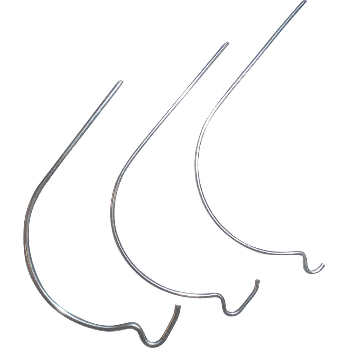 Set of three silver metal picture hooks for wall decor and home improvement hardware collections under $50