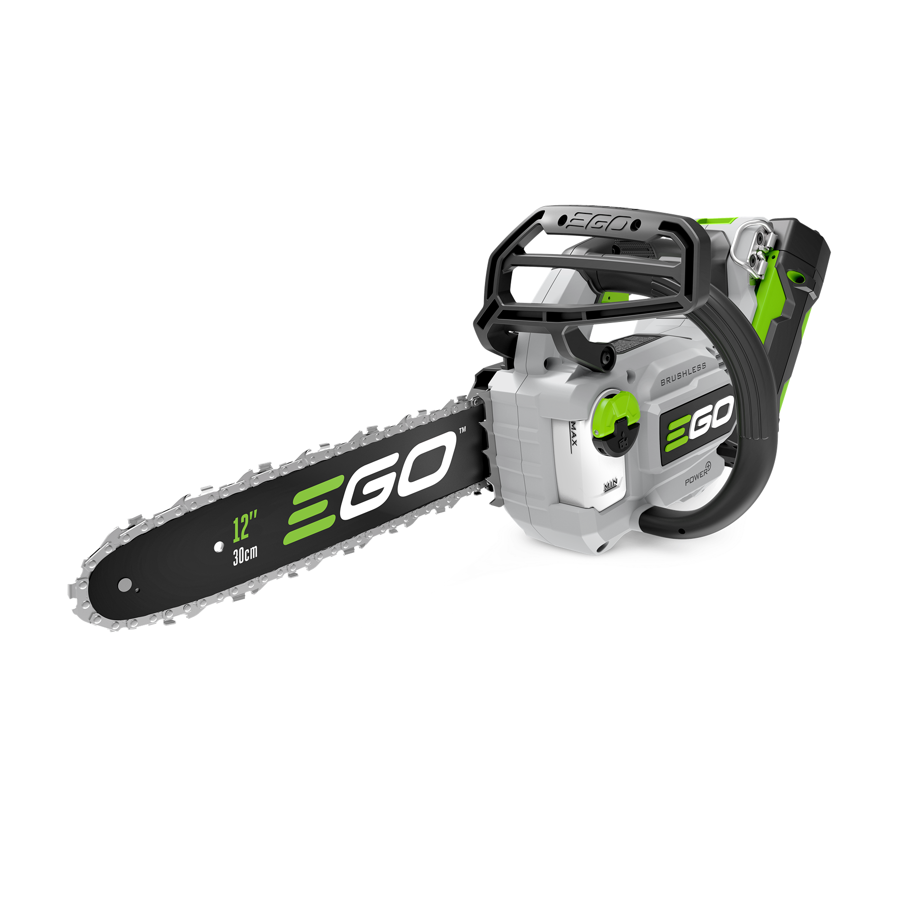 Cordless compact chainsaw with 12-inch bar and ergonomic handle for versatile tools and home improvement use