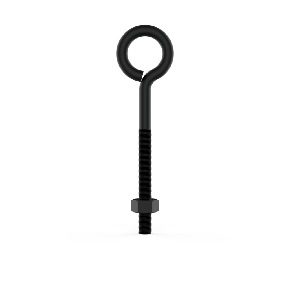Black eye bolt with threaded shaft and hex nut for hardware, hooks & eyes, fasteners, and home improvement under $50 tools collection