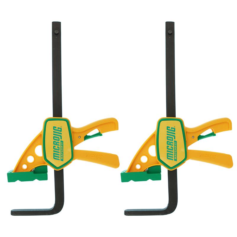 Two yellow and green quick-release clamps for woodworking in clamping and tool accessories collections under $100