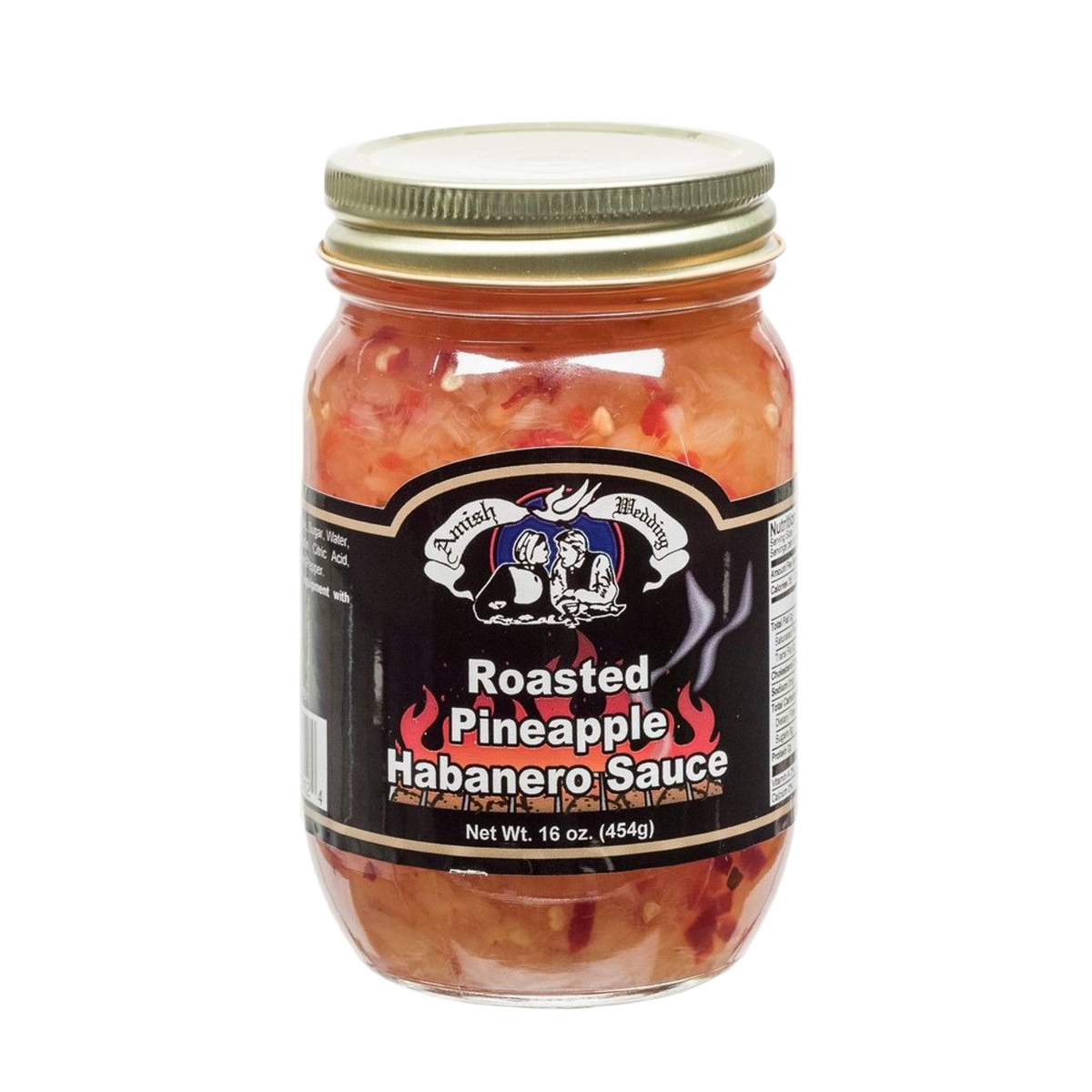 Glass jar of 16 oz. roasted pineapple habanero sauce in the sauces and food & beverage collection