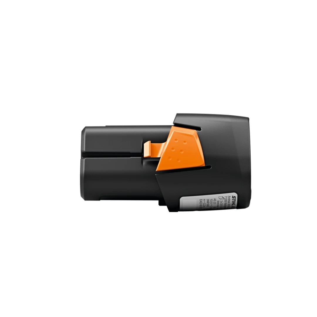 Compact black and orange replacement battery designed for outdoor tools and home improvement equipment use