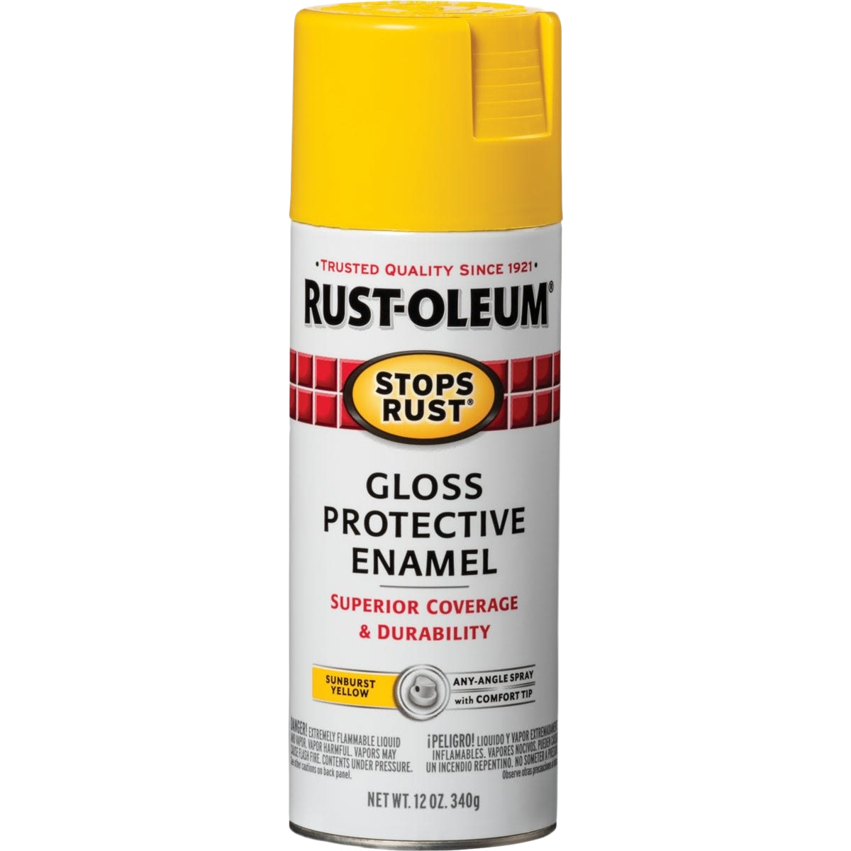 Yellow gloss protective enamel spray can for rust prevention in home improvement and paint supplies collections