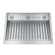 Stainless steel custom insert with adjustable vents and dimmable LED lighting for over the range hoods collection