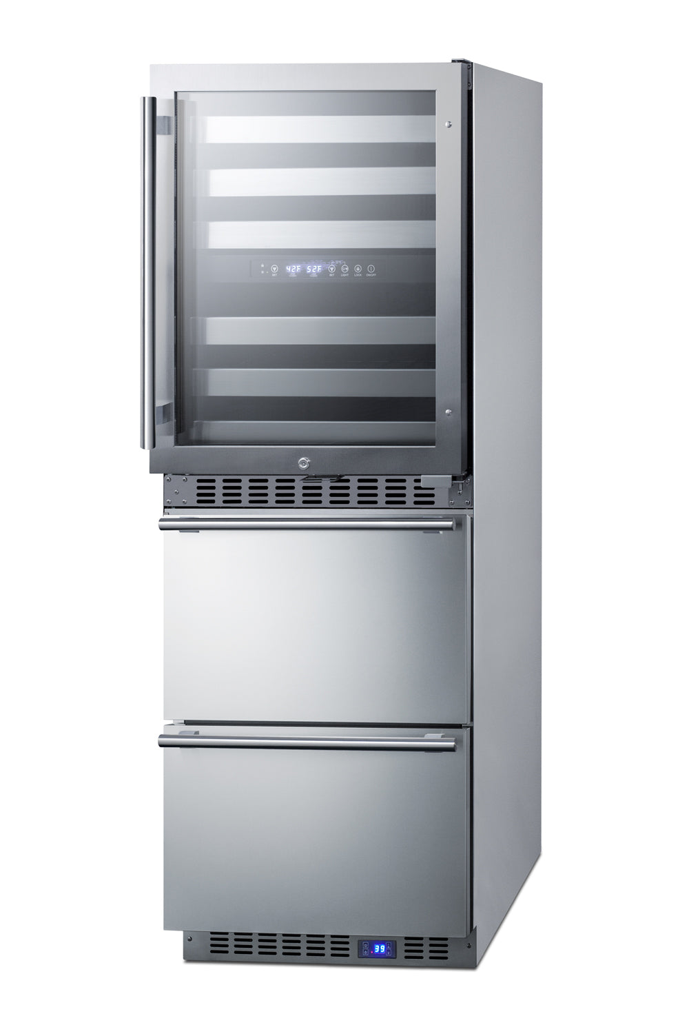 24" Wide Combination Dual-Zone Wine Cellar and 2-Drawer All-Refrigerator