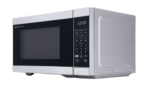 Silver smart countertop microwave oven with digital keypad and LED display for kitchen appliances collection