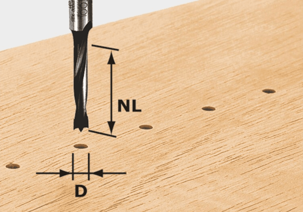 Festool dowel drill bit creating precise holes in wood for woodworking tool accessories and home improvement tasks