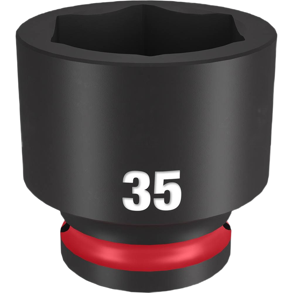Black forged steel 35mm 6 point impact socket with stamped size marking for hand tool and home improvement use