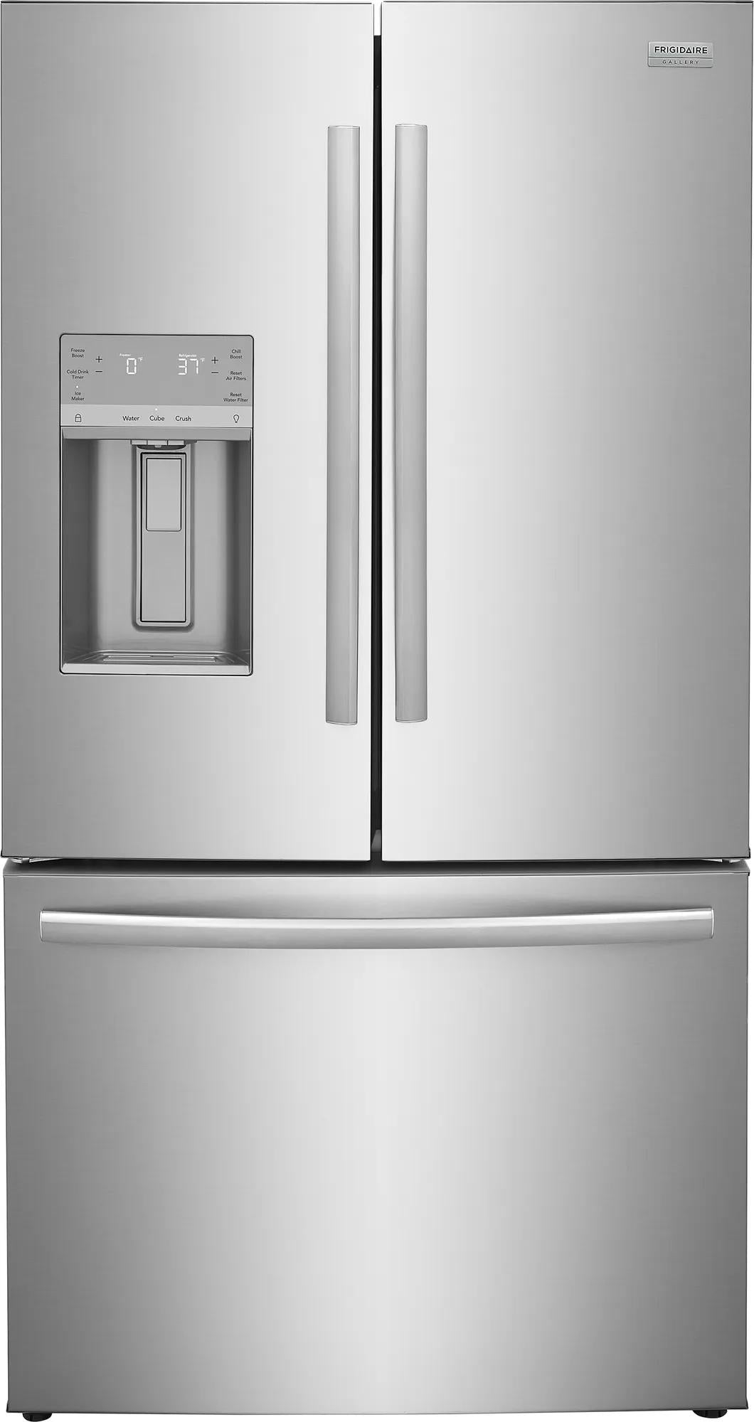 23 cu. ft. counter-depth French door refrigerator in stainless steel with external water dispenser and freezer drawer in Appliances collection